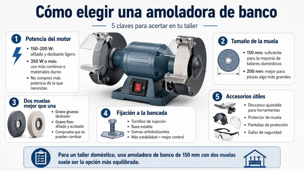 Cómo elegir una amoladora de banco para tu taller