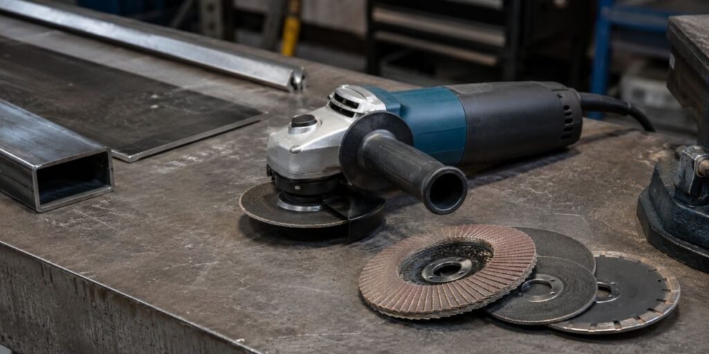 Amoladora angular de 115 mm con discos compatibles
