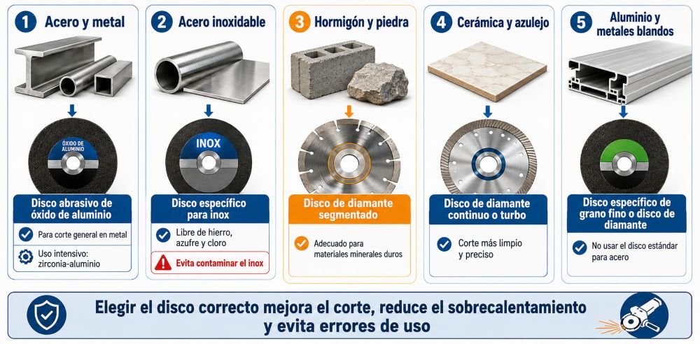 Tipos de discos de corte para amoladora: cuál usar según el material
